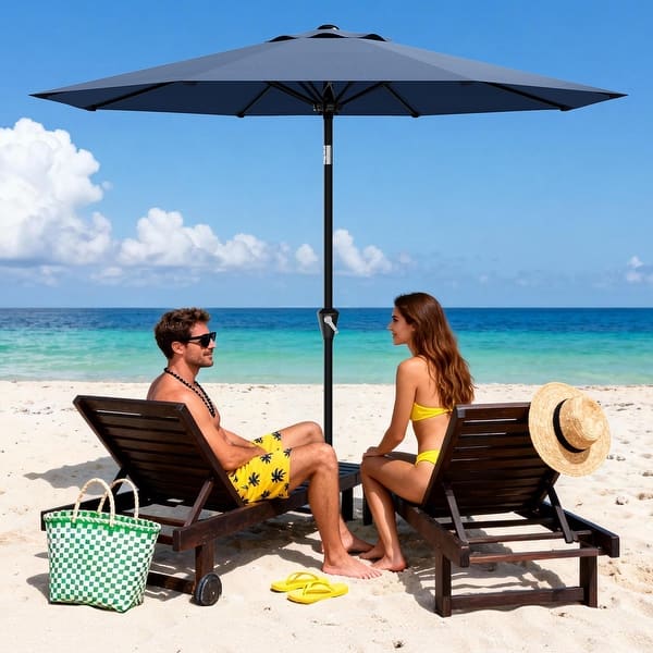 caribbean blue patio umbrella Sophia & William 15FT Outdoor Extra Large Double-Sided coated steel pole with reinforced aluminum ribs delivers reliable support for relaxed 9FT Patio Umbrella Crank Tilt
