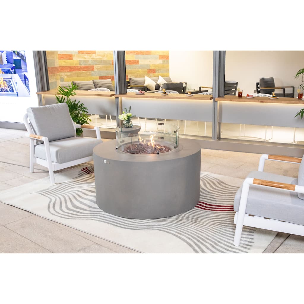 Elementi Pacaya 45,000 BTU Concrete Propane Fire Table with Built-In Propane Tank Storage - 43" x 43"