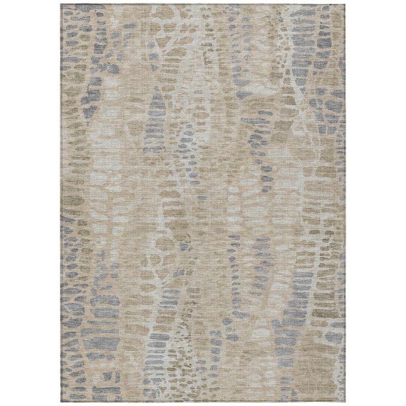 Machine Washable Indoor/ Outdoor Modern Imprints Chantille Rug