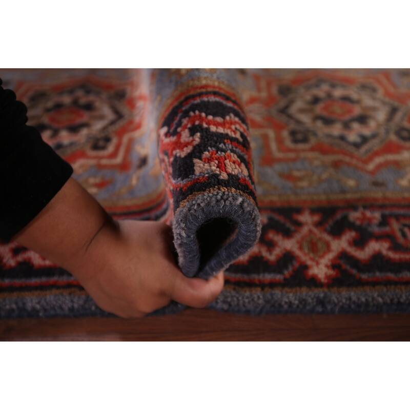 Blue Heriz Serapi Oriental Runner Rug Handmade Wool Carpet - 2'7"x 7'11"