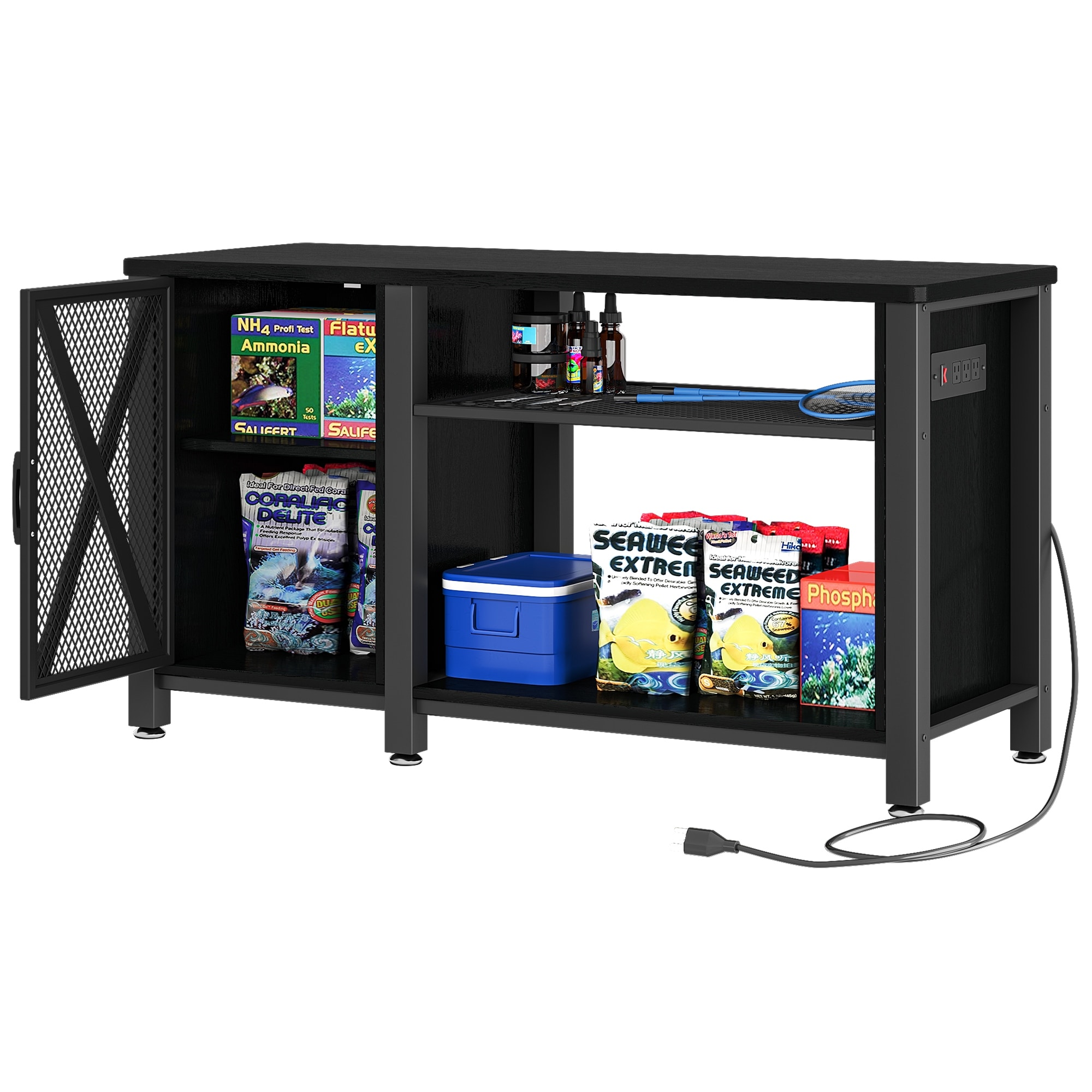 Moasis 55-75 Gallon Aquarium Stand with Power Outlets,Fish Tank Stand with Storage Cabinet - Black