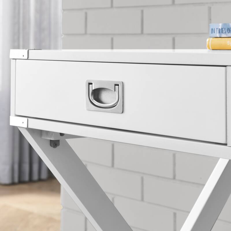 Computer Desk with Storage, Solid Wood Desk with Drawers, Modern Study Table for Home Office,Small Writing, White