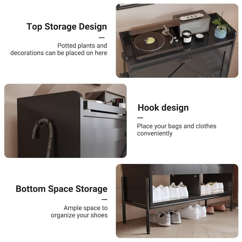 Shoe Cabinet with 2 Flip Drawers - 2 Flip Drawers