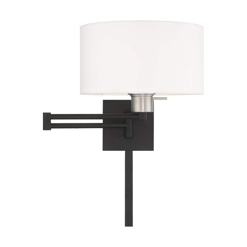 Livex Lighting 1-Light Off-White Drum Shade Swing Arm Wall Lamp, 40036