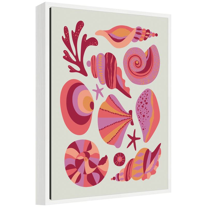 Kate and Laurel Sylvie Coastal Ocean Seashells Framed Canvas by Rachel Lee - 18x24
