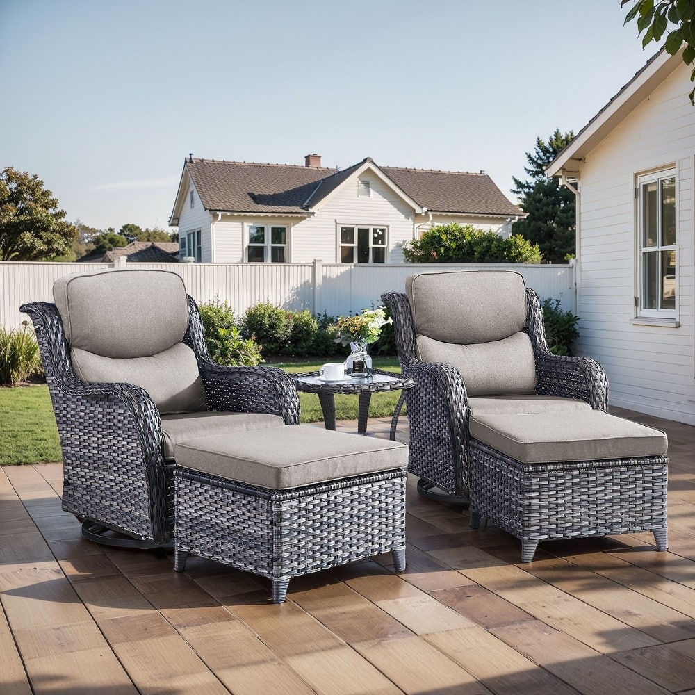 Outdoor Gliders Chairs Swivel Chair Set with 5-Inch Thick Cushions