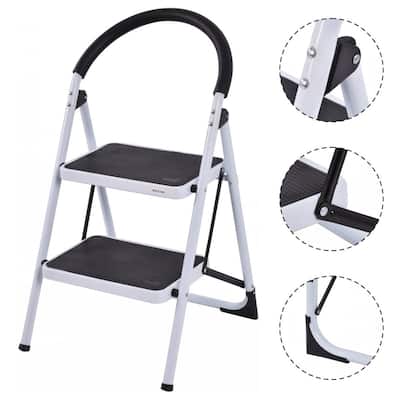 Costway 2 Step Ladder Folding Stool Heavy Duty 330Lbs Capacity