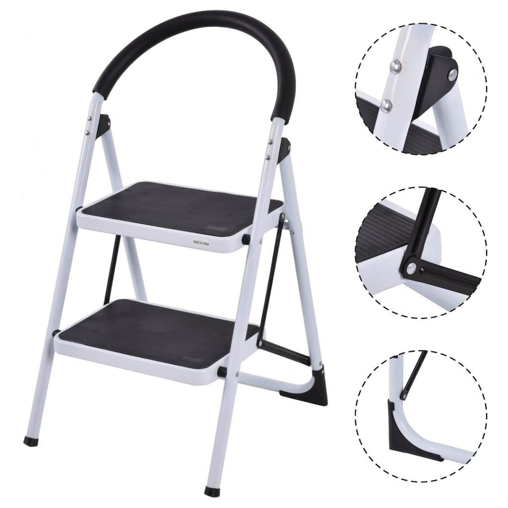 Costway 2 Step Ladder Folding Stool Heavy Duty 330Lbs Capacity