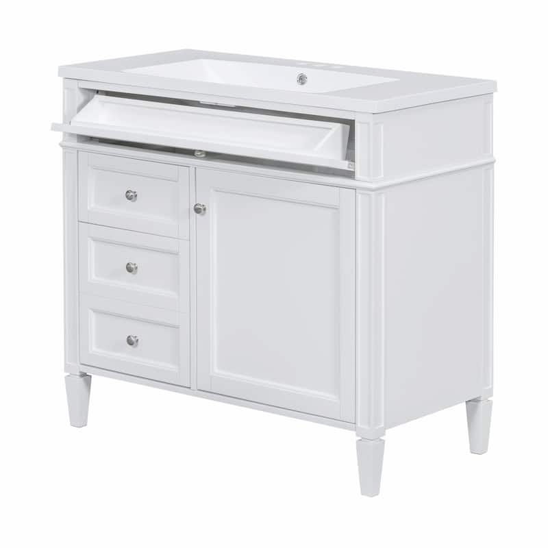 36'' Bathroom Vanity with Top Sink - Modern Storage Cabinet with Mirror