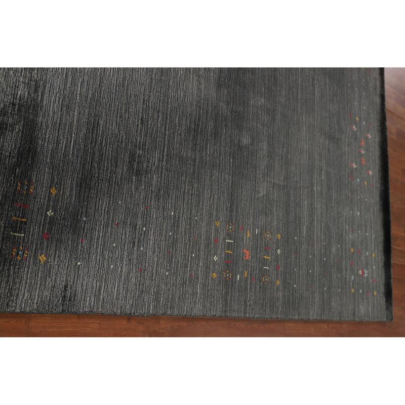 Tribal / Striped Gabbeh Oriental Area Rug Hand-Knotted Wool Carpet - 7'9" x 9'9"