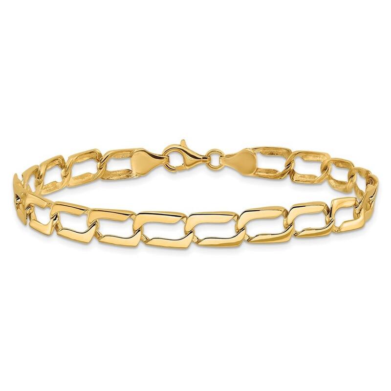 Curata 14kt Yellow Gold Solid Open back Fancy Lobster Closure Polished Link Bracelet 8.5 Inch