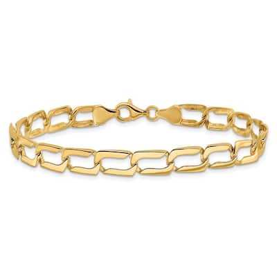 Curata 14kt Yellow Gold Solid Open back Fancy Lobster Closure Polished Link Bracelet 8.5 Inch