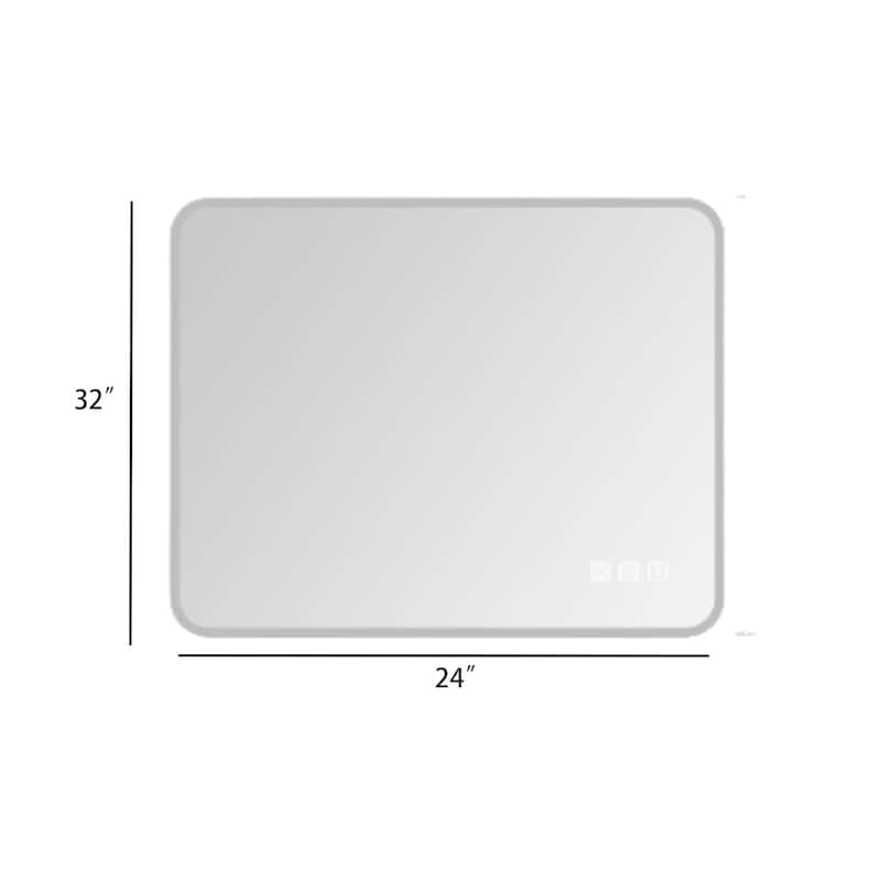 Rectangular Wall-Mounted Dimmable LED Bathroom Vanity Mirror with Defogger and Bluetooth Music Speaker