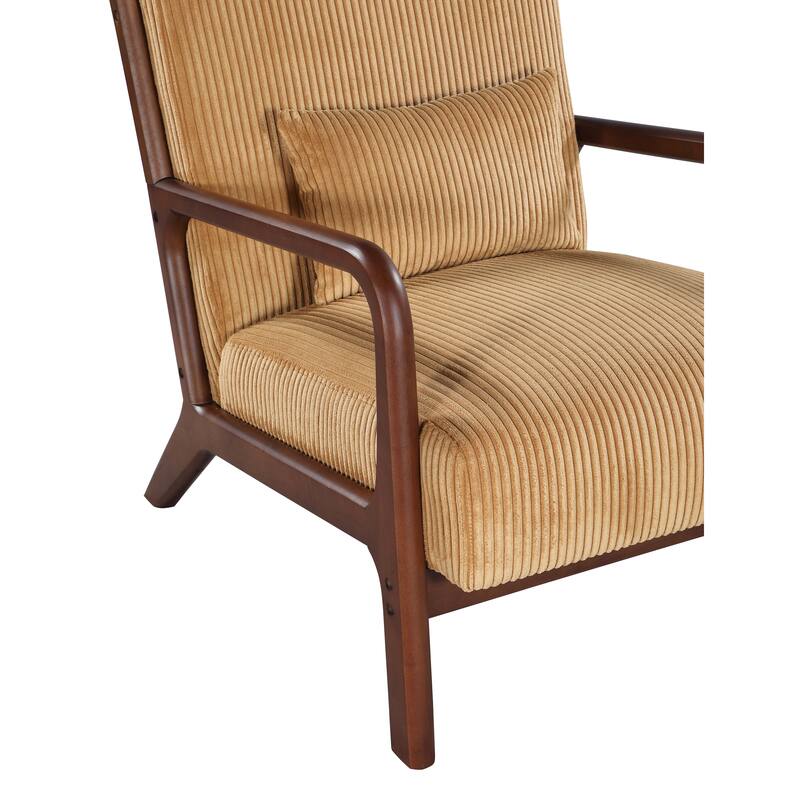 Elegance Wooden Corduroy Lounge Chair