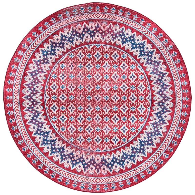 SAFAVIEH Brentwood Banga Traditional Oriental Rug - 6'7" Round - Red/Ivory
