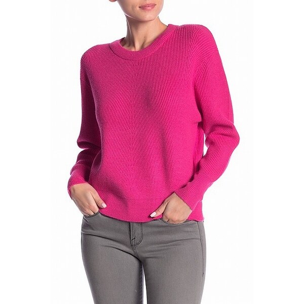 bright pink crew neck sweater