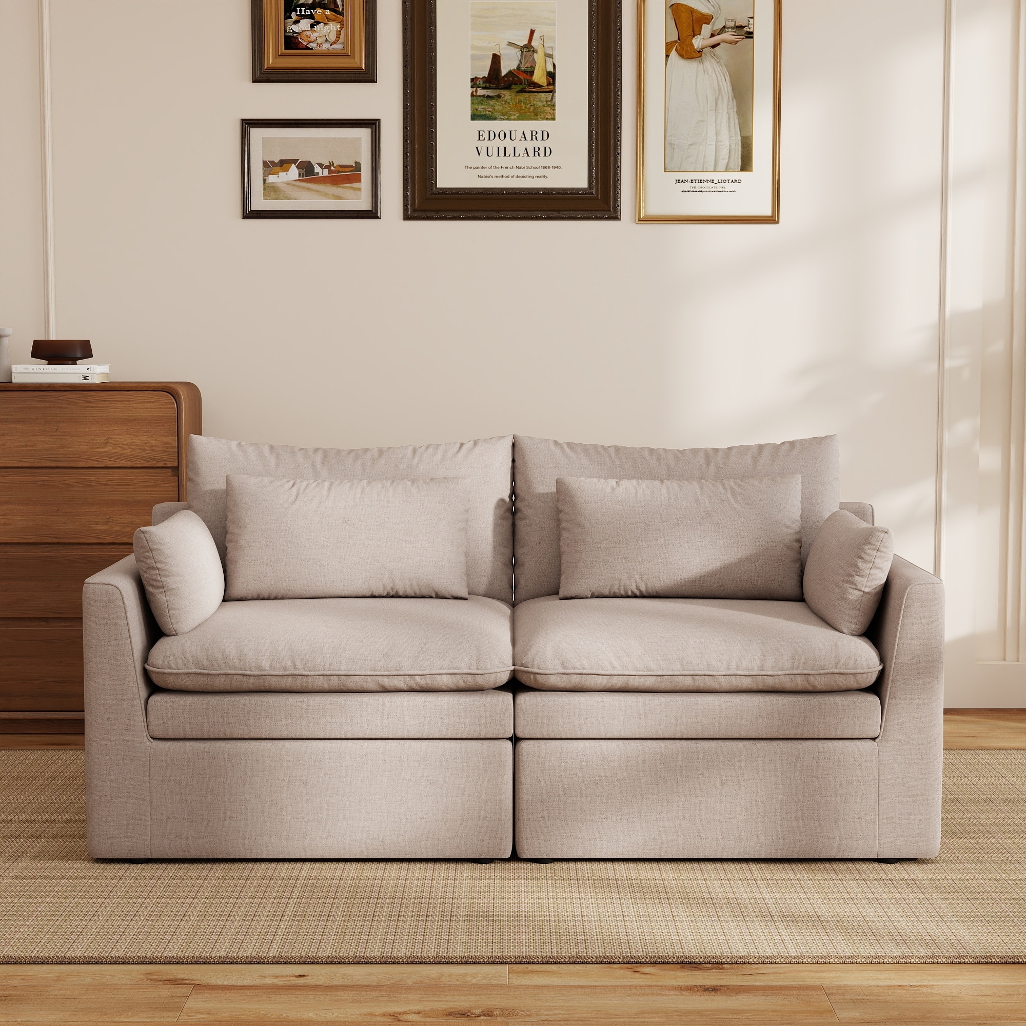 2 Seater Small Sofa Couch, Cloud Modular Couch Sofa Removable Sofa Cover