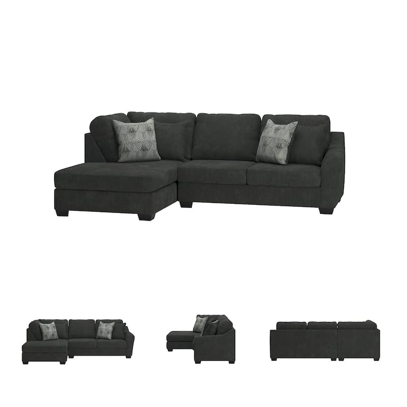 Signature Design by Ashley Biddeford Gray 2-Piece Sectional with Chaise - 120"W x 75"D x 40"H