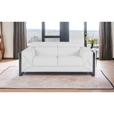 HomeRoots 75" White And Black Italian Leather Loveseat