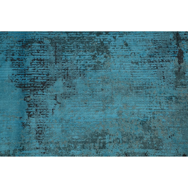 Machine Made Oriental Polyester Carpet Modern Abstract Navy Blue & Blues Abstract Area Rug - 7' 5'' X 5' 2''