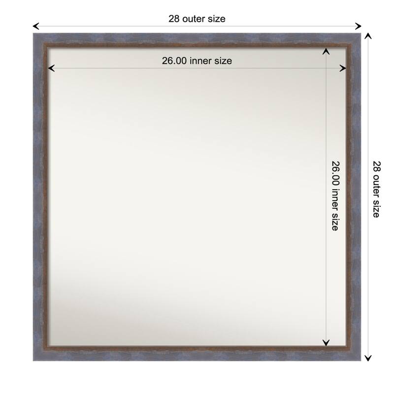 Two Tone Non-Beveled Wood Framed Wall Mirror - Two Tone Blue Copper - Glass Size 26x26