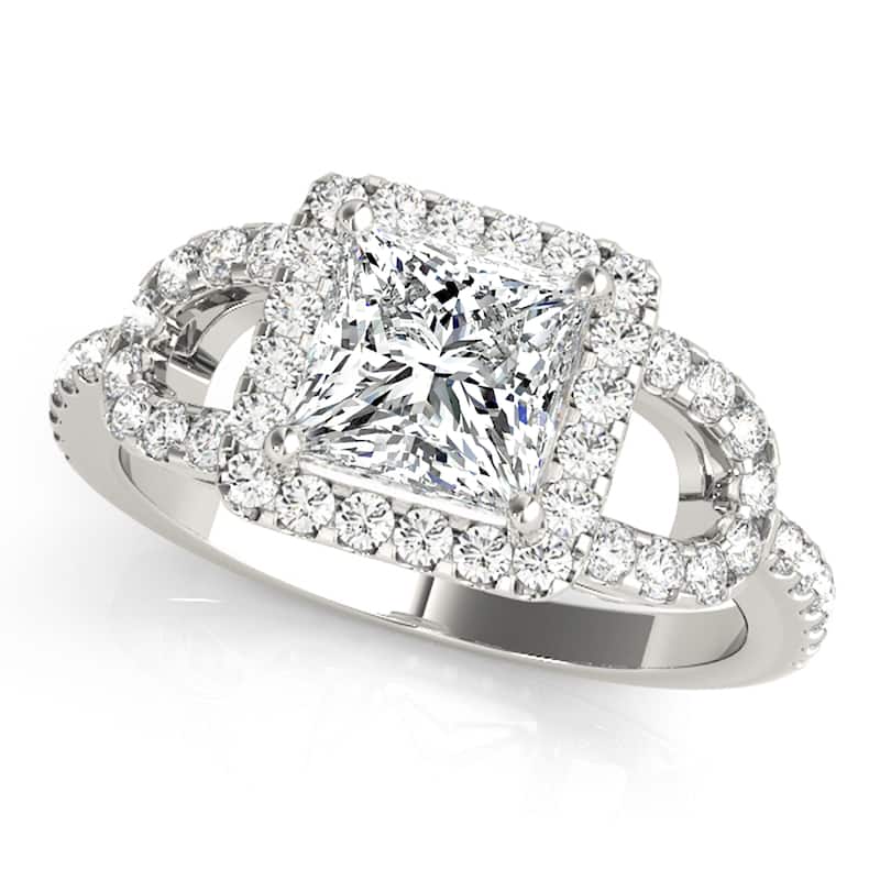 Auriya 14k White Gold Lab Grown Princess Diamond Halo Engagement Ring 0.50 to 5.00 ct. tw. (F-G VS) - 1.50 ct. center - 5.5