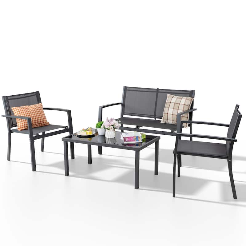Futzca 4-Piece Outdoor Patio Furniture Set, Textilene Bistro Patio Set