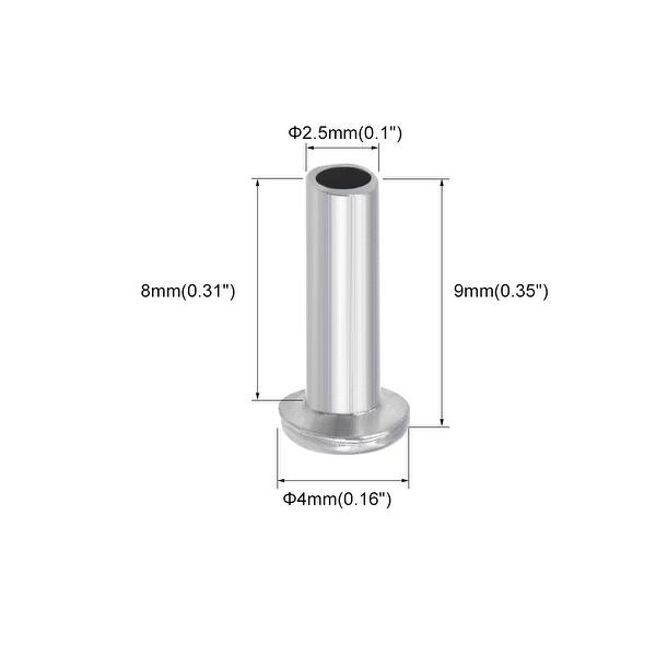 Shower Rivets 100 Pcs M2 Aluminum Flat Head Semi-Tubular Rivets Silver Tone - Bed ...