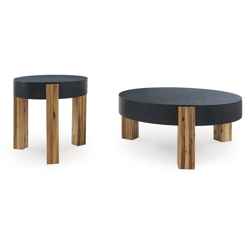 Signature Design by Ashley Breenmore Black/Brown Table (Set of 2) - 43.5" W x 43.5" D x 18" H