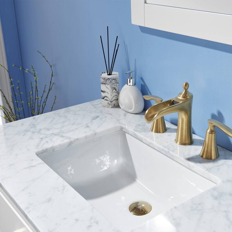 Altair Ivy Single Bathroom Vanity Set and Carrara White Countertop without Mirror