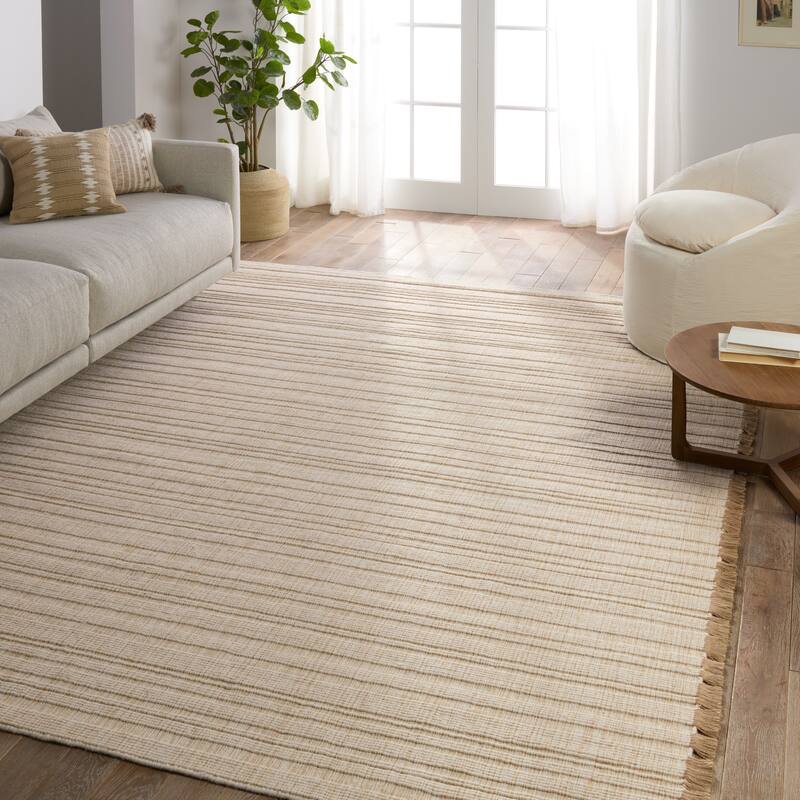 Tapis Handmade Solid Cream/Beige Runner Rug