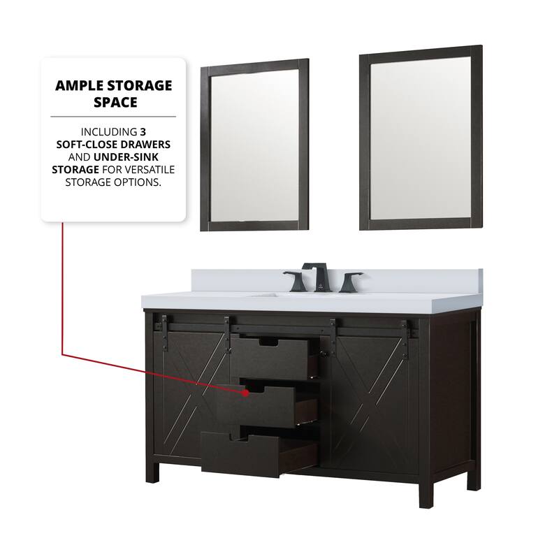 Marsyas Brown Bath Vanity, Cultured Marble Countertop and Mirrors