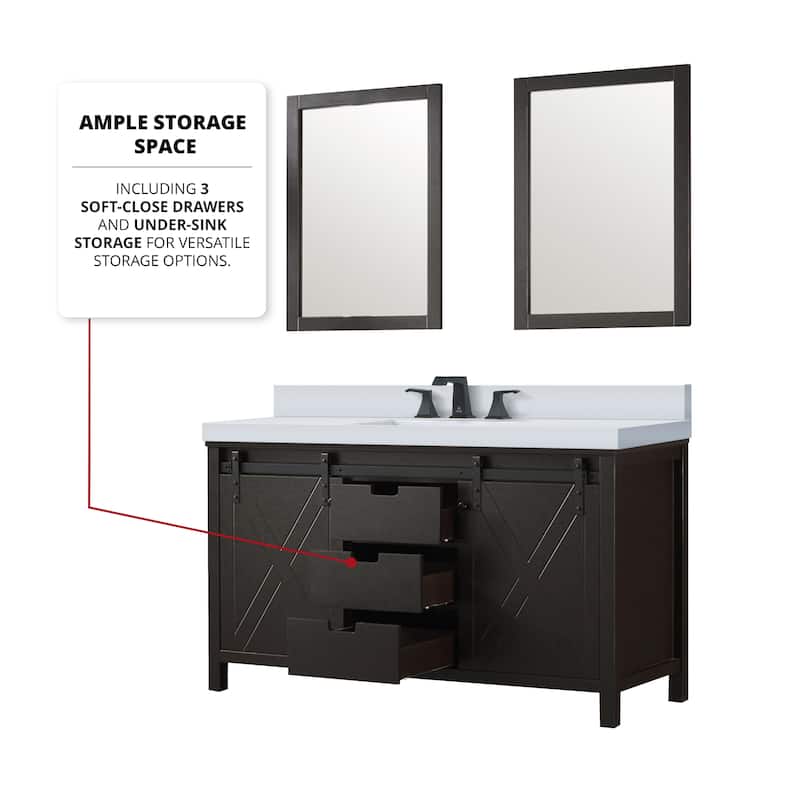 Marsyas Brown Bath Vanity, Cultured Marble Countertop and Mirrors