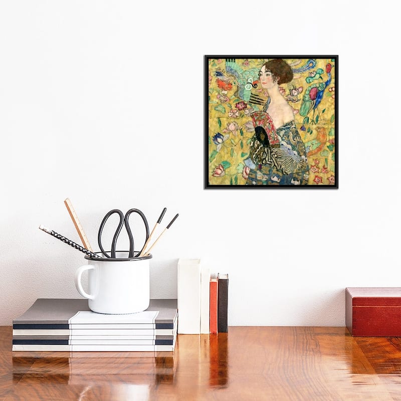 iCanvas "Lady with a Fan" by Gustav Klimt Framed Canvas Print