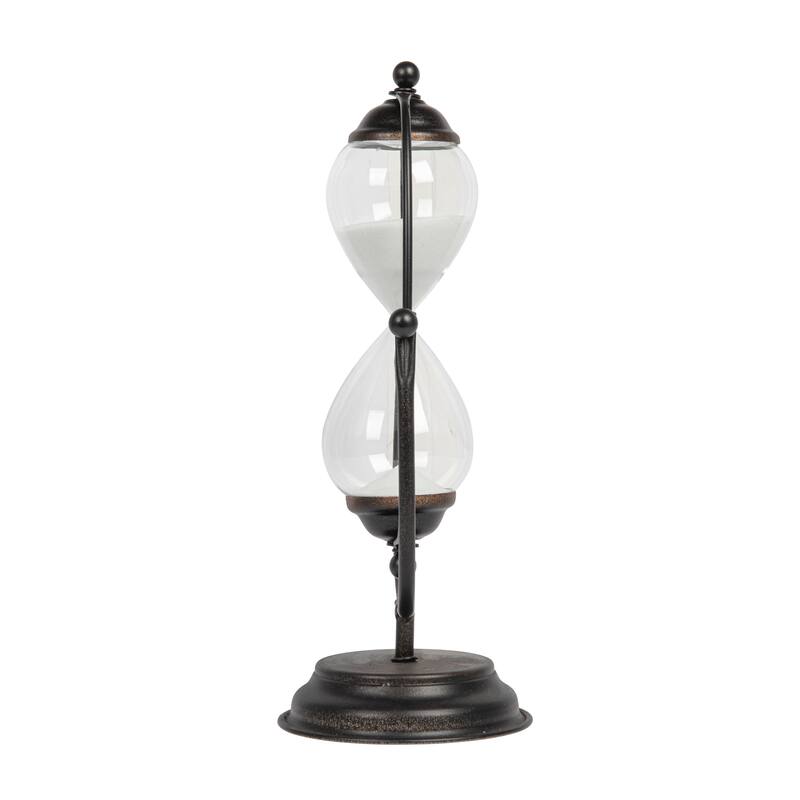 Decorative Metal Hourglass with White Sand