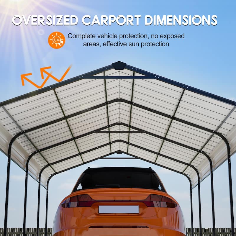 GDFStudio - Penman Galvanized Metal Carport - 12x20FT