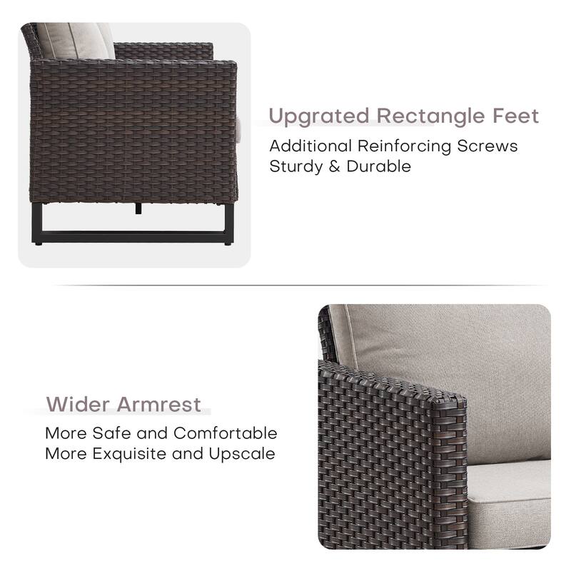 Gymojoy 6-Piece Wicker Outdoor Sofa Ottoman Set Weather-resistance