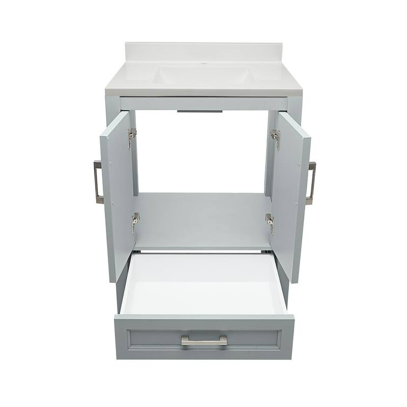 Nevado 25 in. W x 19 in. D x 36 in. H Bath Vanity in with White Cultured Marble Top Single Hole