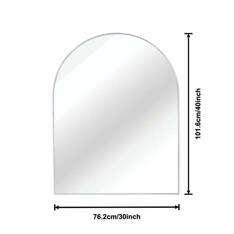 30x40 Inch Metal Framed Arched Bathrrom Mirror for Wall