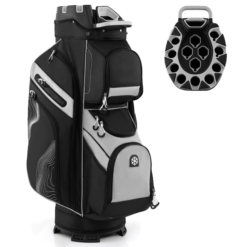 Gymax Golf Cart Bag Molded Lock Top Golf Bag w/14-Way Full Length - Grey