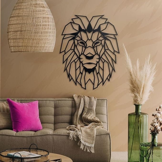 Lion Head Metal Wall Art - Home Office Living Room Decor