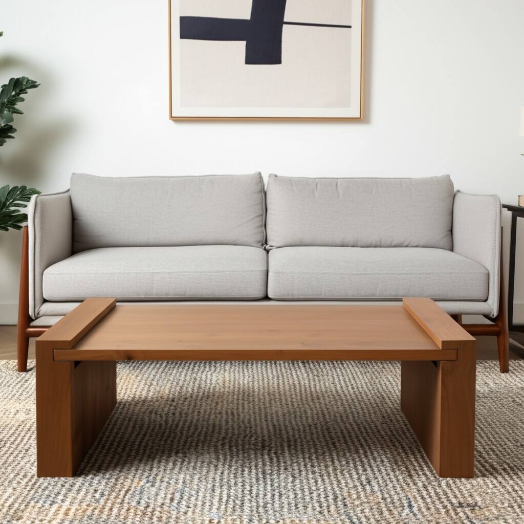 HomeRoots 48" Natural Solid Wood Sled Coffee Table - 48' X '16' X '28