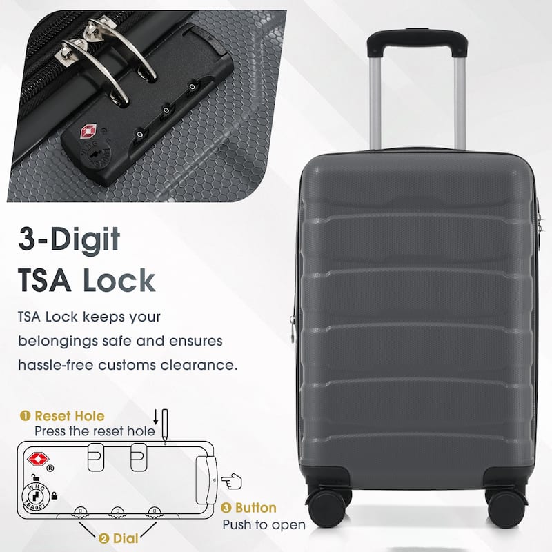 20" ABS Hardshell Carry on Luggage, Durable Expandable Travel Suitcase with Spinner Wheels and TSA Lock, for Both Men and Women