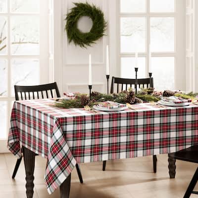 Christmas Classic Holiday Plaid Cotton Tablecloth