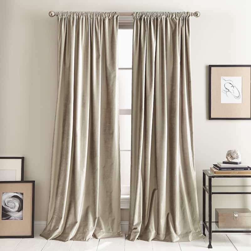 DKNY Modern Knotted Velvet Curtain Panel Pair - 84 Inches - Champagne