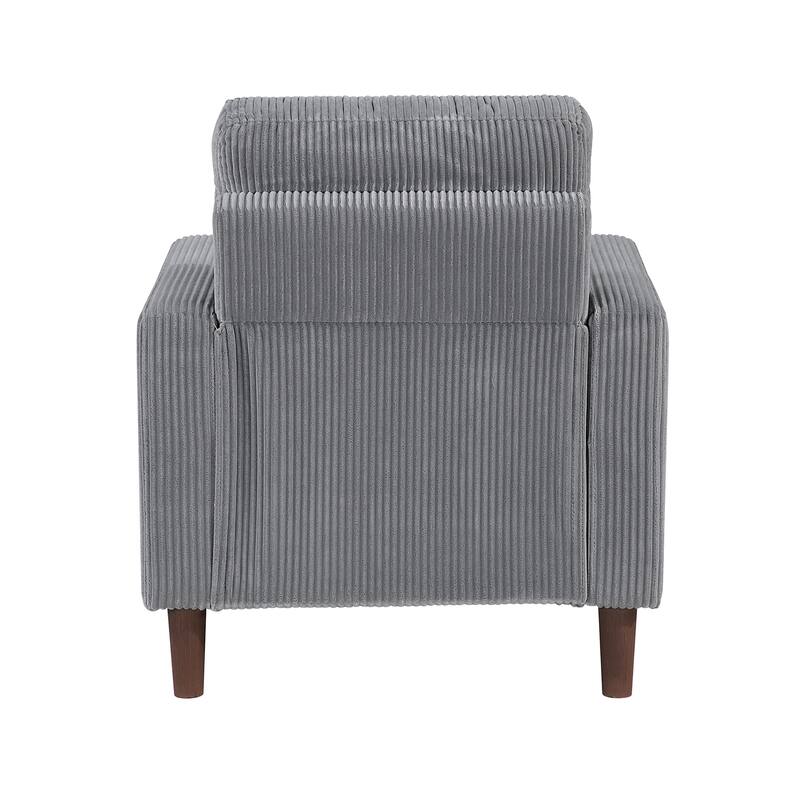 Caspian Corduroy 3-Piece Living Room Set - Wood Finish Exposed Feet