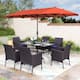 Option Crescent Chairs+Red Umbrella