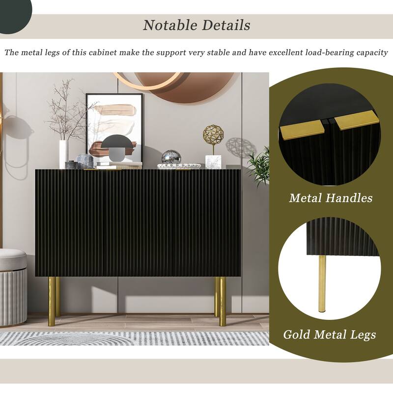 Elegant Sideboard Buffet Cabinet with Gold Legs & Adjustable Shelves for Modern Living or Dining Rooms