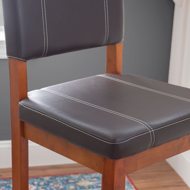 Linon Clover Dark Brown Faux Leather 30-inch Bar Stool