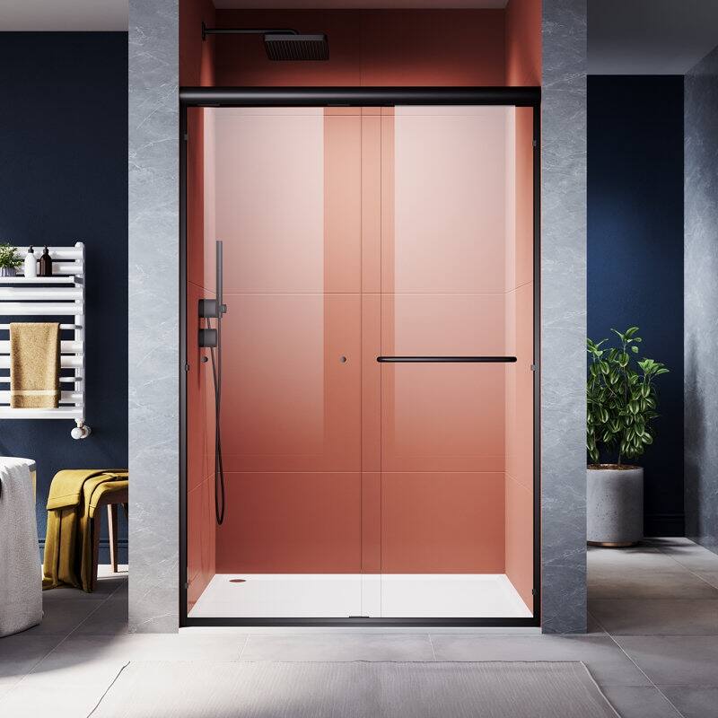 46'' 48'' W x 72'' H Bypass SemiFrameless Shower Door with Clear Tempered Glass Bed Bath